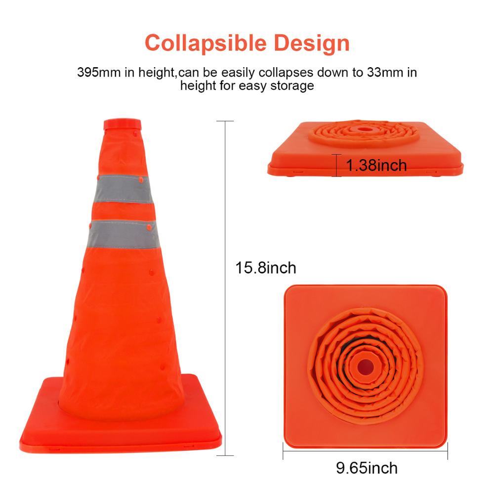 Orange Waterproof road safety traffic cone retractable