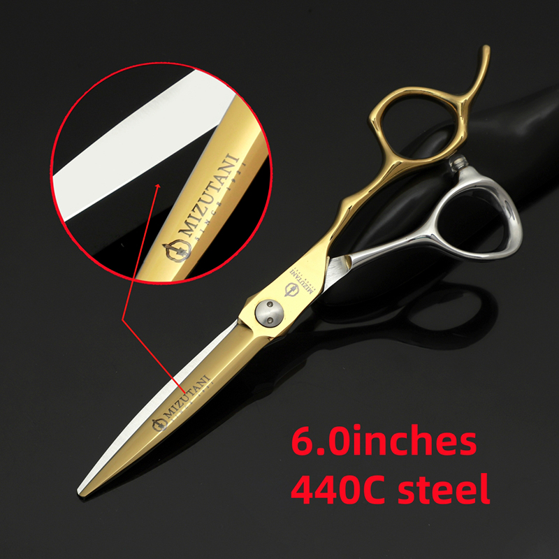 Kappersgereedschap, kappersbenodigdheden, salonschaar, uitdunschaarset,  of 6.0 haarscharen van 7 cm.: Geel