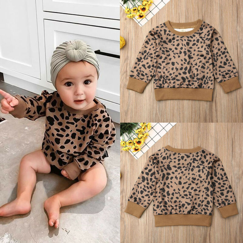 Kind Baby Mädchen Langarm Crew Neck Leopard Pullover Tops T-Shirts Sprint Herbst Casual Sweatshirt