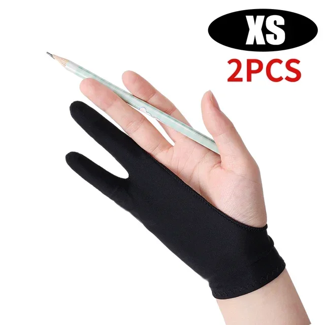 Zeichenhandschuh, Handflächenabweisung, Zwei-Finger-Handschuhe für Apfel IPad, kapazitives Tablette, Bildschirm, Künstler, Rechts-/Linkshand-Grafiktablett: Grau