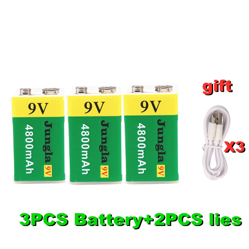 High capacity USB Battery 9V 4800mAh Li-ion Rechargeable Battery USB lithium battery for Toy Remote Control: White
