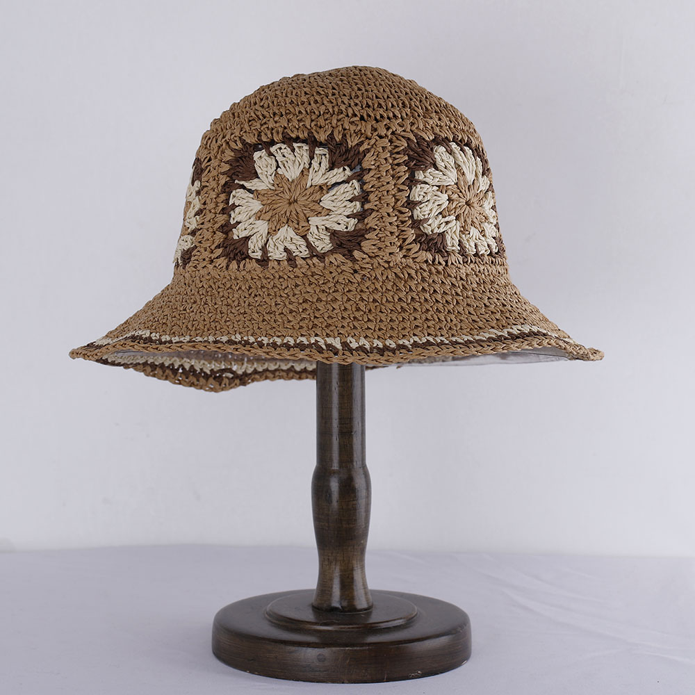 Chapeaux de paille pour femmes ajourés chapeau au crochet chapeau seau Protection UV pare-soleil chapeau de plage femmes visières dames chapeau femmes chapeau d'été casquette: Rouge