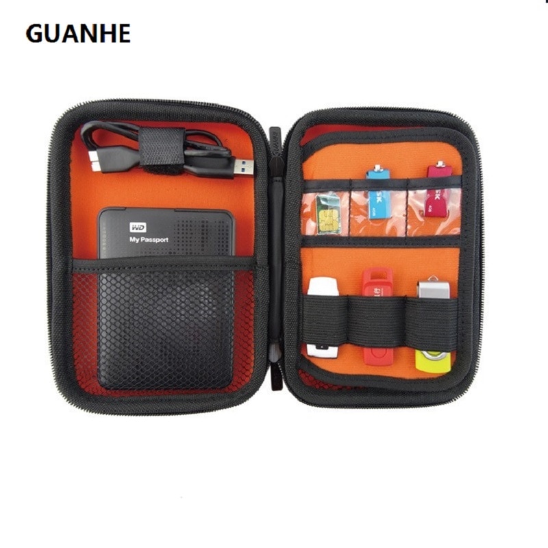 GUANHE – étui de protection pour disque dur externe HDD, 2.5 pouces, sac de rangement pour câbles électroniques, étui pour disque dur USB, carte mémoire, GH1315