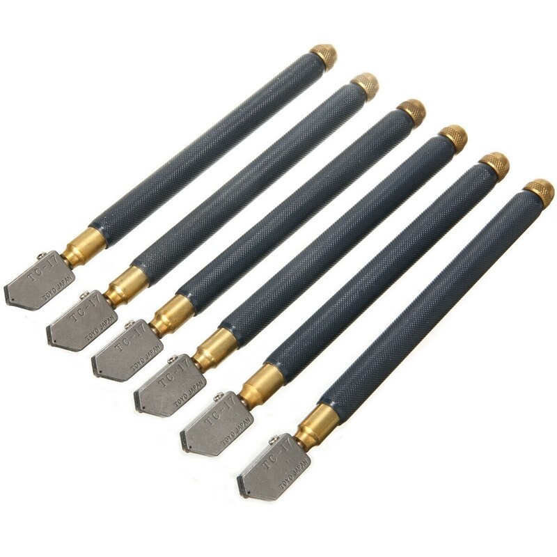 6 uds TC-17 aceite cortador de vidrio manija de Metal diamante recta la herramienta de corte de paquete