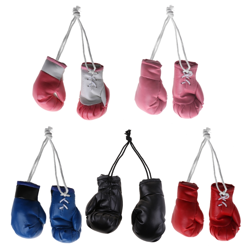 Mini gants boxe en cuir, gants boxe miniatures, bleu rose