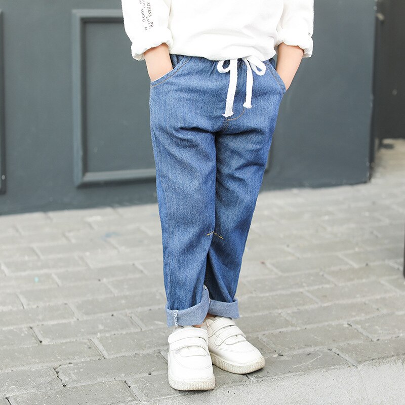Zomer Herfst Baby Jongens Casual Jeans Kinderen Broek Kleding Kinderen Jongens Cowboy Losse Sport Casual Broek Baby kleding: Blauw / 9T
