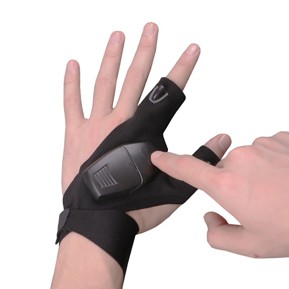 draussen Nacht Angeln Handschuhe mit LED Licht Hand Freies Taschenlampe Wasserdichte Reparatur Werkzeug Lampe