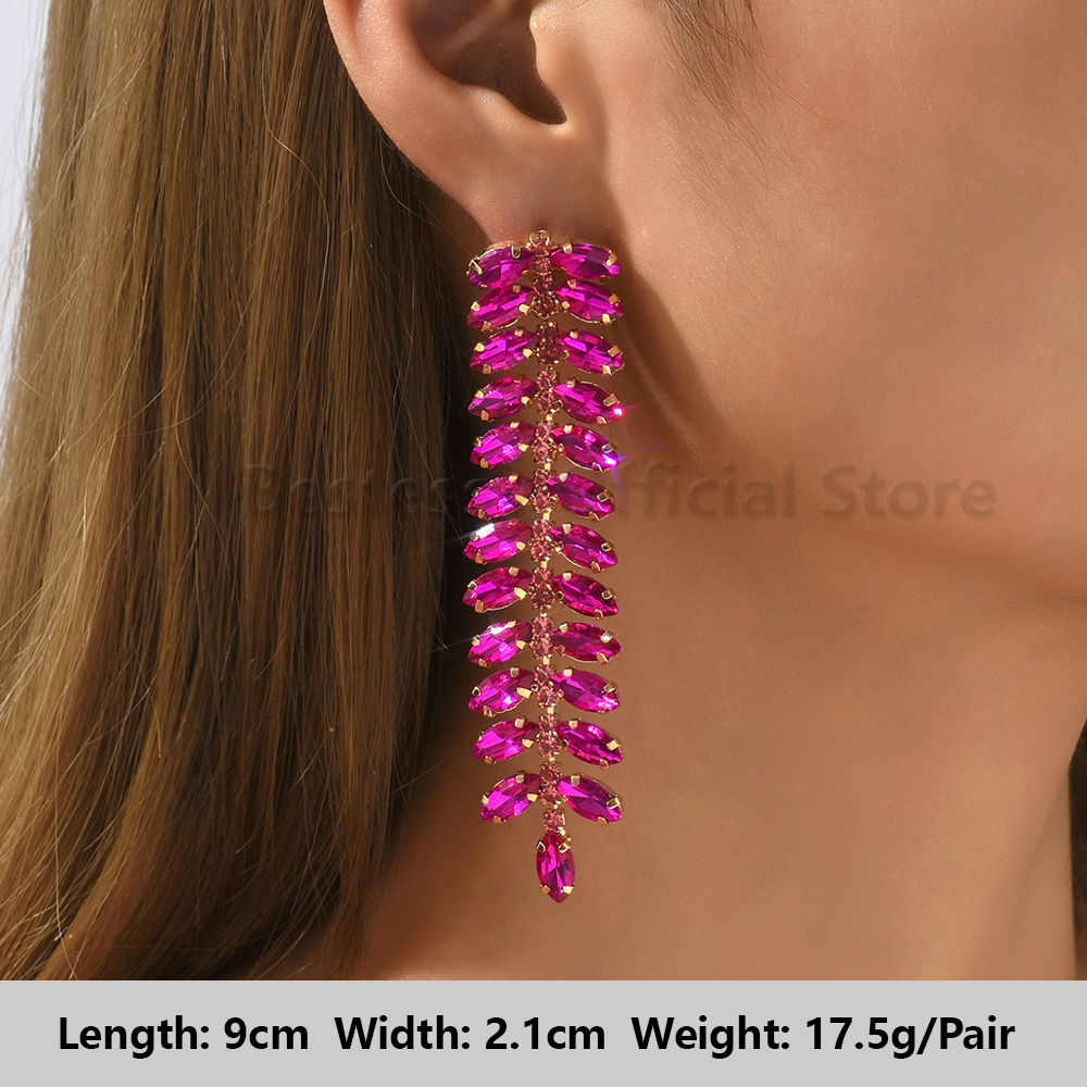 Pendientes colgantes de gota llamativos de diamantes de imitación de color rosa intenso para mujer, colgantes grandes geométricos de de lujo, de joyería para y boda: Color amarillo claro