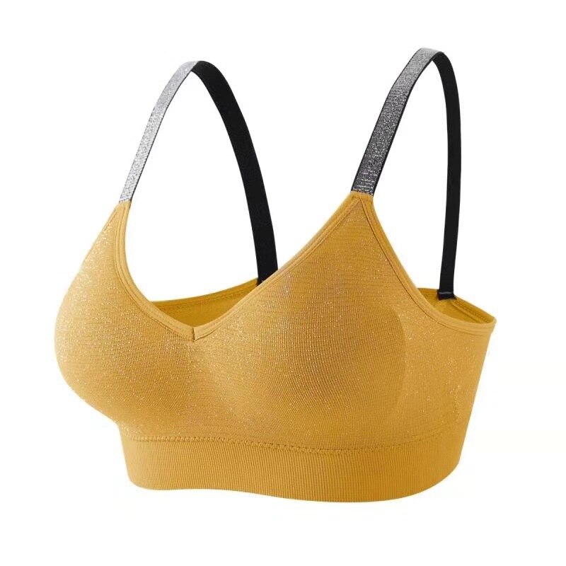 Sujetadores sin costuras para mujer, ropa deportiva de secado rápido, transpirable, para gimnasio, entrenamiento de Fitness, brasieres de Yoga, Top de soporte, ropa activa: yellow