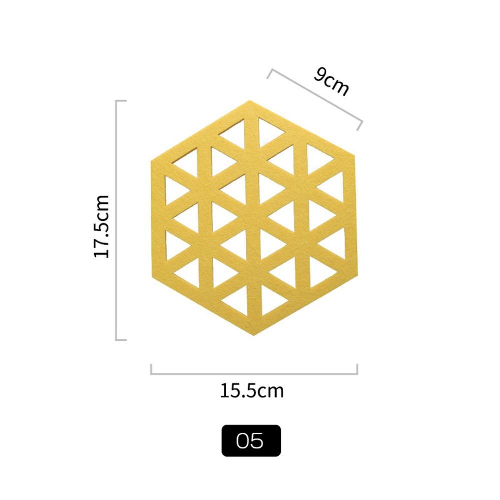 Chic Silicone Coaster Cup Hexagon Mats Pad Heat-insulated Bowl Placemat Home Decor Desktop Eco-friendly Japanese Simple 1PCS: D-Yellow 15.5-17.5
