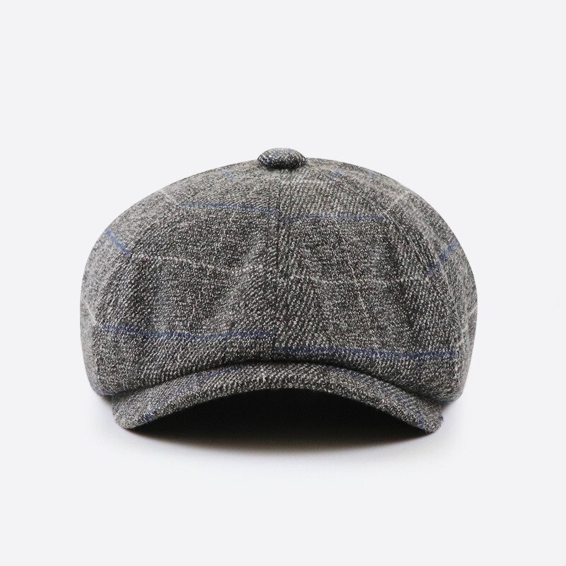 Gorro octogonal de lana con visera para hombre, gorra de lana con visera, de talla grande, 56cm-60cm