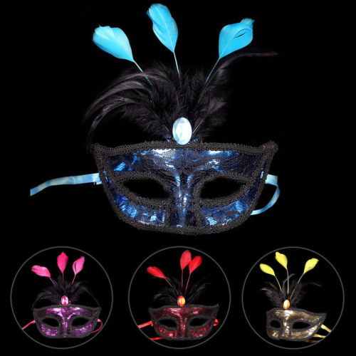 Feather Lace Partij Masker Vrouwen Venetiaanse Fiber Masker Maskerade Fancy Dress Party Prinses Veer Masker