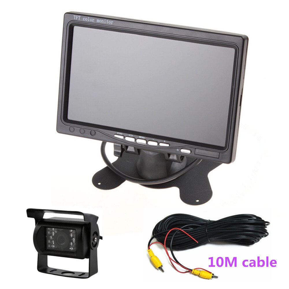 Universel 7 pouces HD écran voiture moniteur appuie-tête moniteur aide au stationnement inverse Support télécommande pour camion Bus voiture: with camera 10Mcable