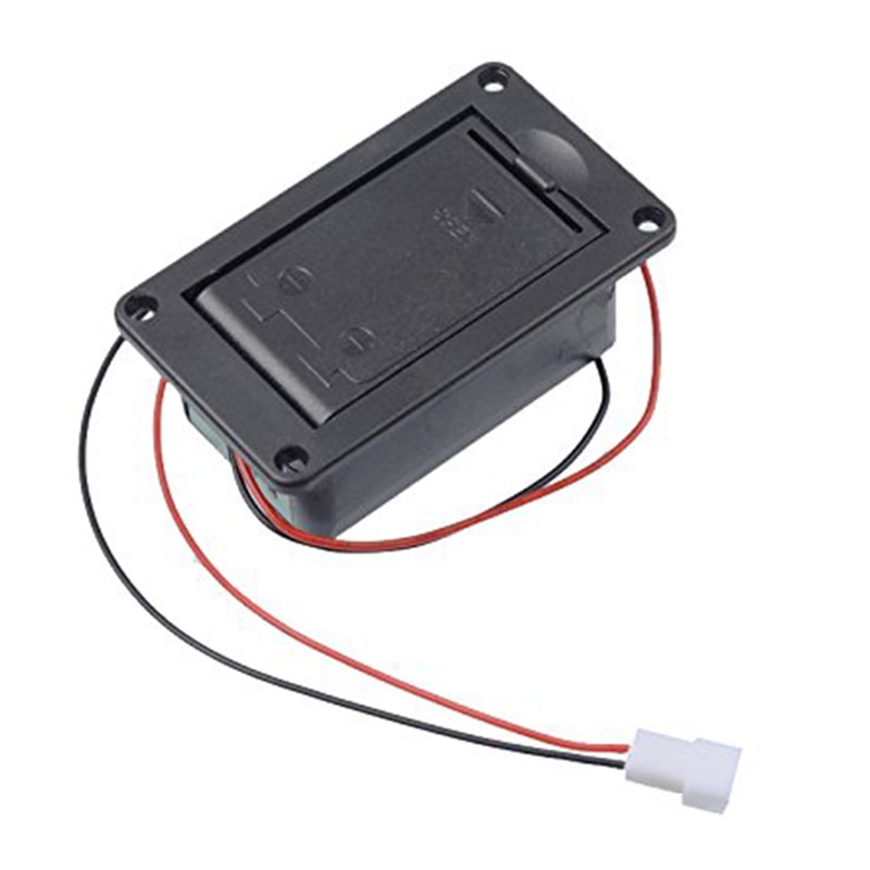 Aktiv basgitarr pickup 9v batteriboxar/hållare/fodral/facklock med metallkontakter fjäder och 2- stiftskontakt med kabel