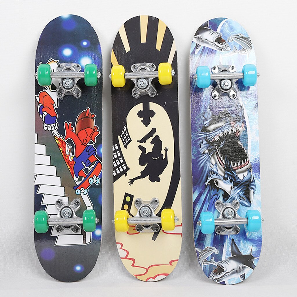 Unisex Houten Skateboard Kinderen Beginner Single-Warp Skateboard Vier-Wiel Flash Skateboard Travel Road Borstel Straat Jul3