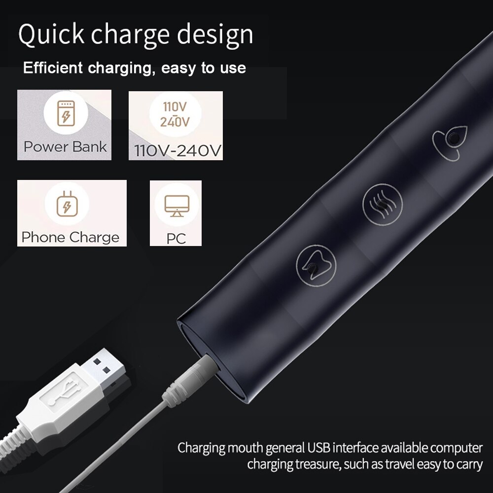 Newest Super Sonic Electric Toothbrushes for Adults Kids Smart Timer Rechargeable Whitening Toothbrush IPX7 with 3 Brush Heads