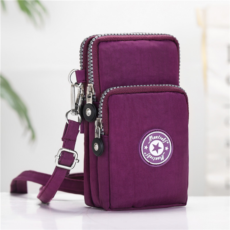 Crossbody Verticale Mobiele Telefoon Tas Vrouwen Hangende Arm Ouderen Mobiele Telefoon Tas Nek Doek Tas Draagbaar voor Wandelen Kleine Tas: Lavendel