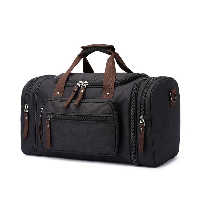 Scione bolsas de equipaje a prueba de agua, bolsos de lona de viaje de gran capacidad para hombre, bolsos de informales para la noche y el fin de semana, bolso grande de hombro: Black