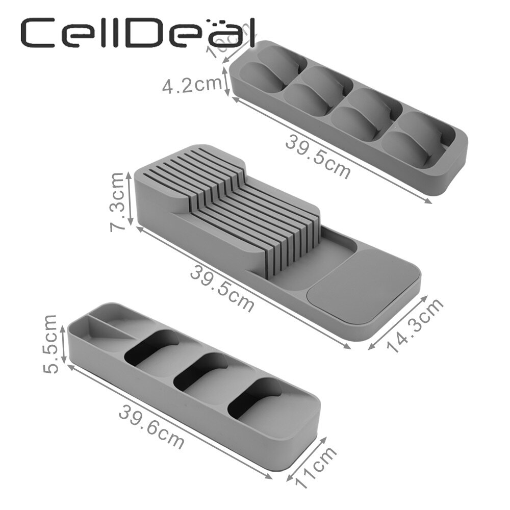 Kitchen Cutlery Storage Box Plastic Tray Knife Holder Tableware Organizer Spoon Fork Divider Container Knife Block Holder