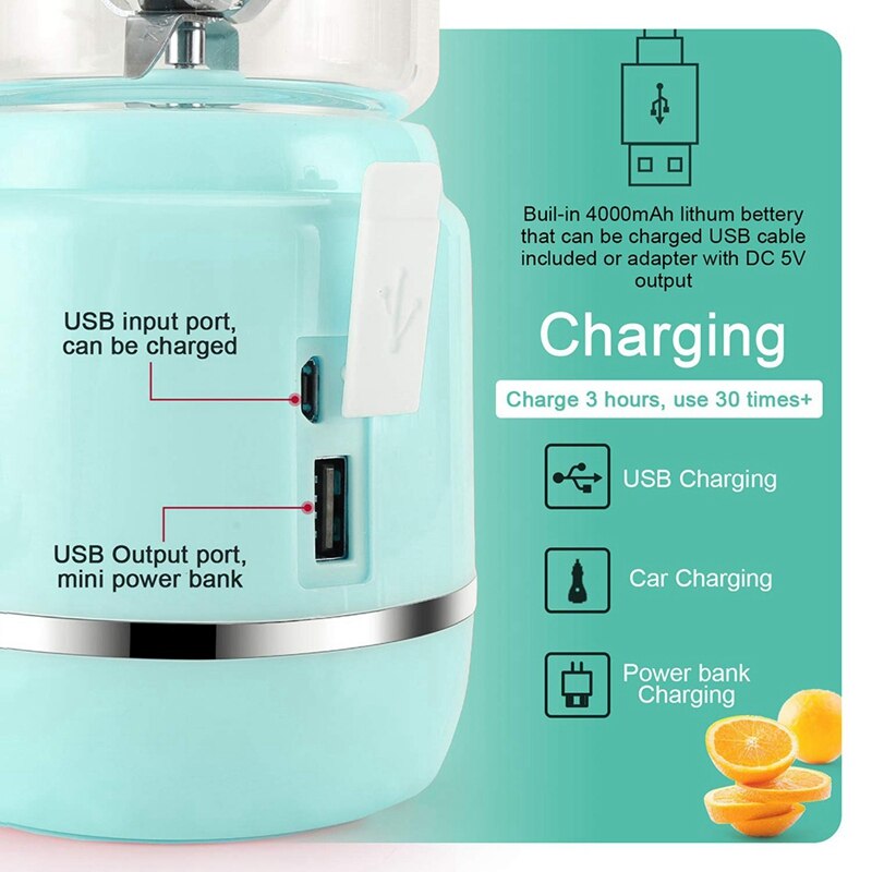 -Portable Personal Blender, USB Rechargeable Wireless Electric Juicer Blender for Fruit Smoothies