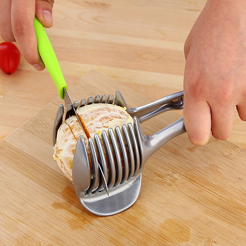 Keuken Gadgets Handige Roestvrij Staal Ui Houder Aardappel Tomaat Slicer Groente Fruit Cutter Veiligheid Koken Gereedschap Accessoires
