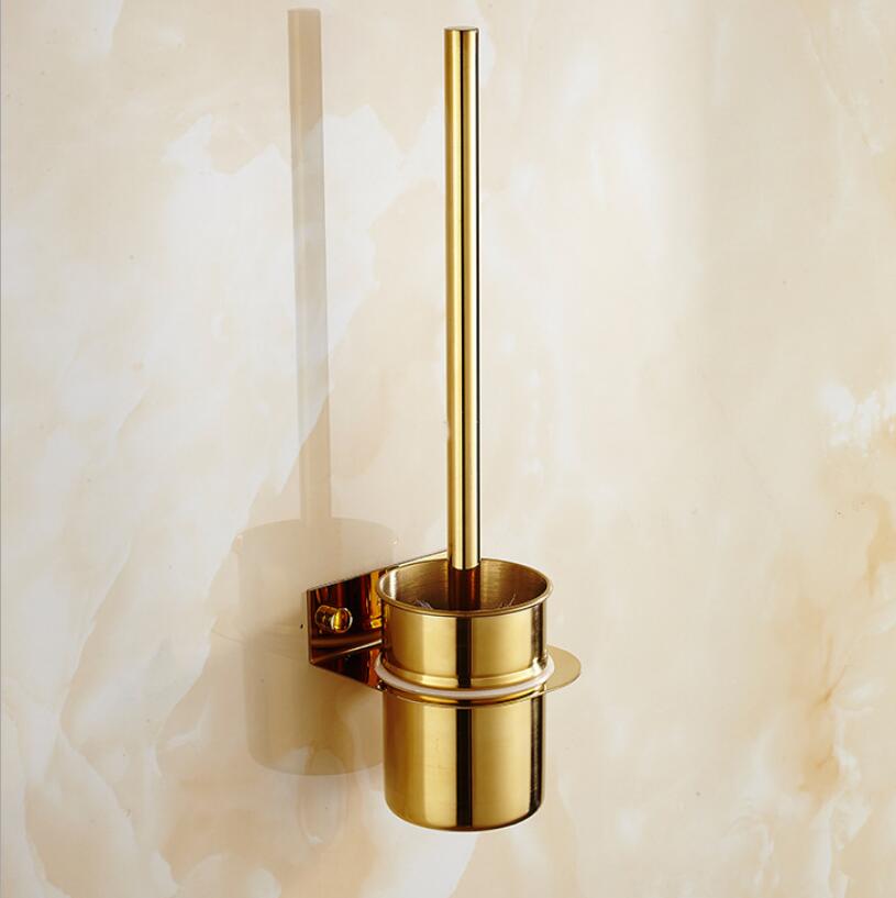 Luksus forgyldt 304 rustfrit stål badeværelse toiletbørsteholder væghængende 3 farver: Smt 101- gl