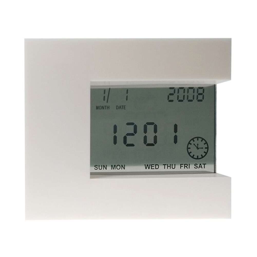 LCD Calendar Digital Display Home Decor Office Time Temperature Rotating Induction Modern Silent Alarm Clock Battery Operated