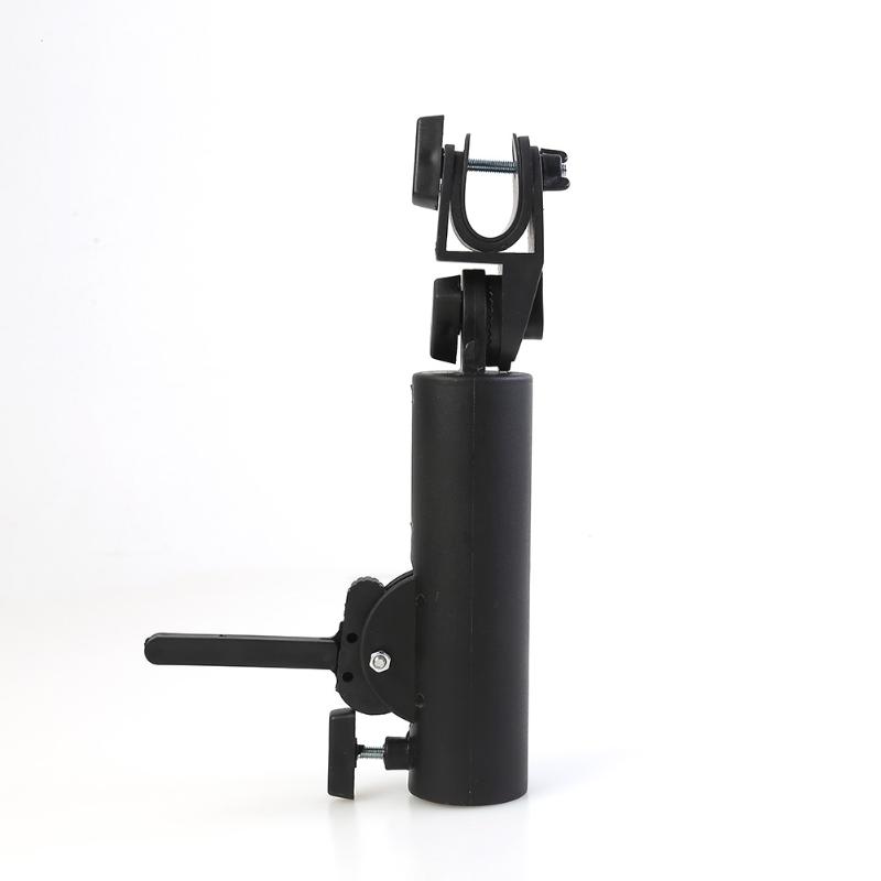 Black Golf Cart Umbrella Holder Double Lock Connector Stand for Outdoor Trolley Baby Pram Wheelchair Universal Accessory