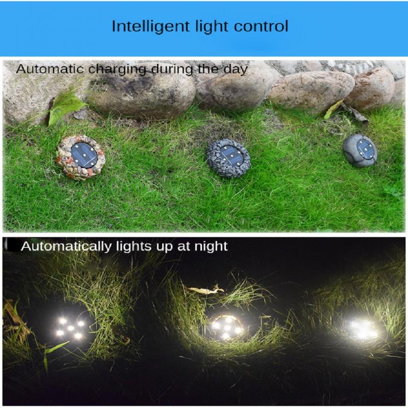 LED Solar Stone Lamp Outdoor Waterproof Simulation Stone Underground Light Solar Garden Courtyard Lawn Light