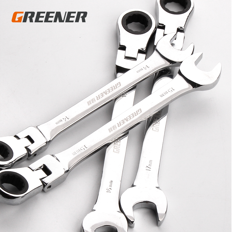 Greener Key Wrench Set,Car Repair Spanner Kit,Hand Tool,Ratchet Wrench,Chrome Steel Movable Head Set Tool,Wrench Universal Key