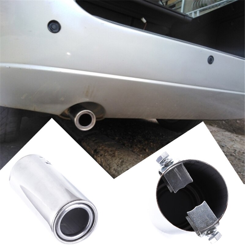 Universal- Edelstahl Runde Auto Hinten Runde Auspuffrohr Schwanz Kehle Schalldämpfer Spitze Silber Ersatz Auto Zubehör
