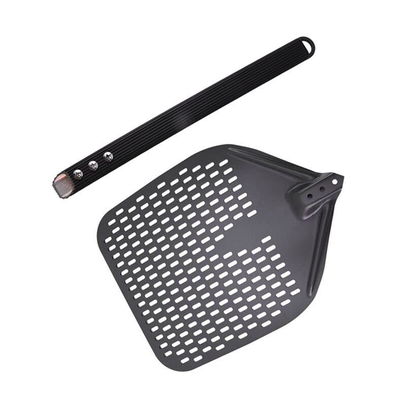 Premium 14 Inch Pizza Peel met Nonstick Geperforeerde Paddle Korte