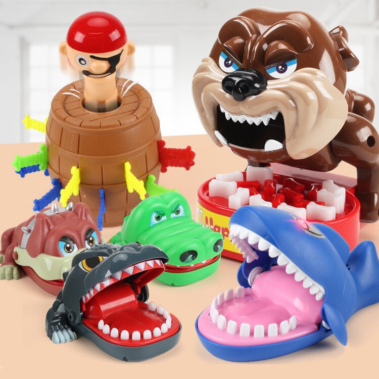 Spoof Decompression Toys Trick Crocodile Shark Bite Fingers Big Dog Pirate Barrel Trick Game Fidget Toys Stress Relief Autismo