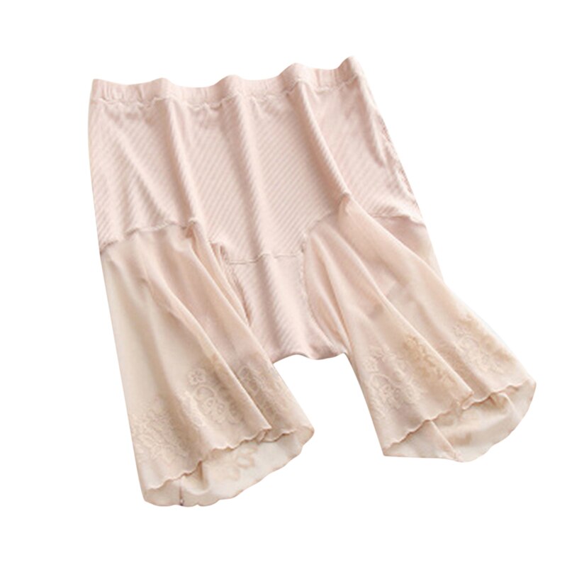 Pantalones cortos de seguridad para mujer, Shorts sexys de encaje, antirozaduras, hasta el muslo, talla grande: Apricot / Large Size