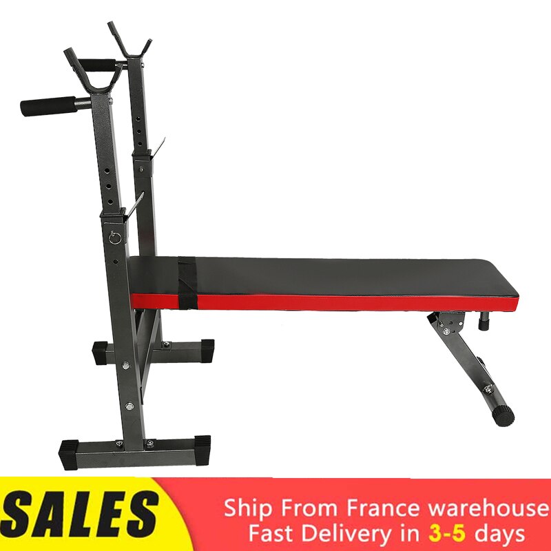 Height Adjustable Barbell Frame Multifunctional Weightlifting Bed Bench Press Frame Training Body Muscle Home Fitness Device HWC