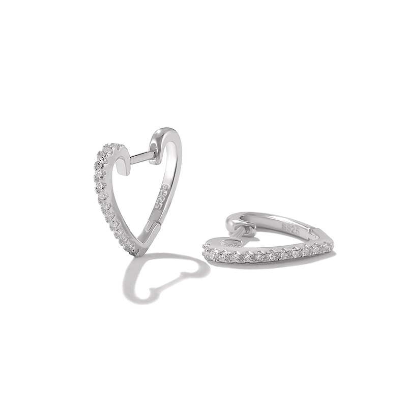 Inmaker 925 Sterling Zilveren Oorringen Ronde Oor Ringen Voor Vrouwen Lover Hart Bruid Oorbellen Huwelijkscadeau Fijne Sieraden: 10