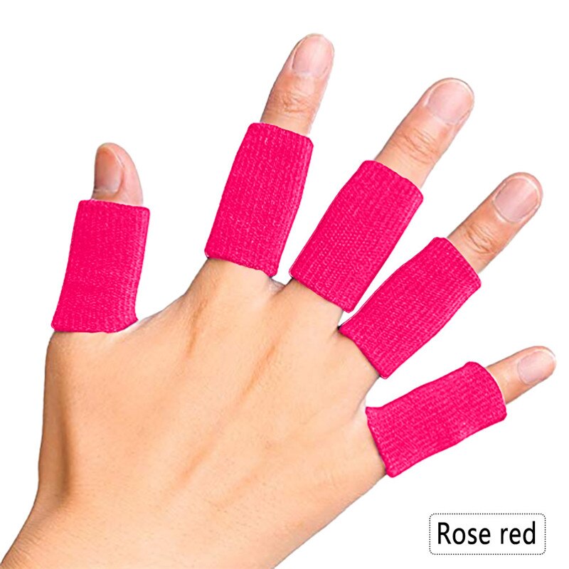 10 stk. elastiske sportsfingermuffer arthritis understøtter fingerbeskyttelse udendørs basketball volleyball fingerbeskyttelse: Rosenrød