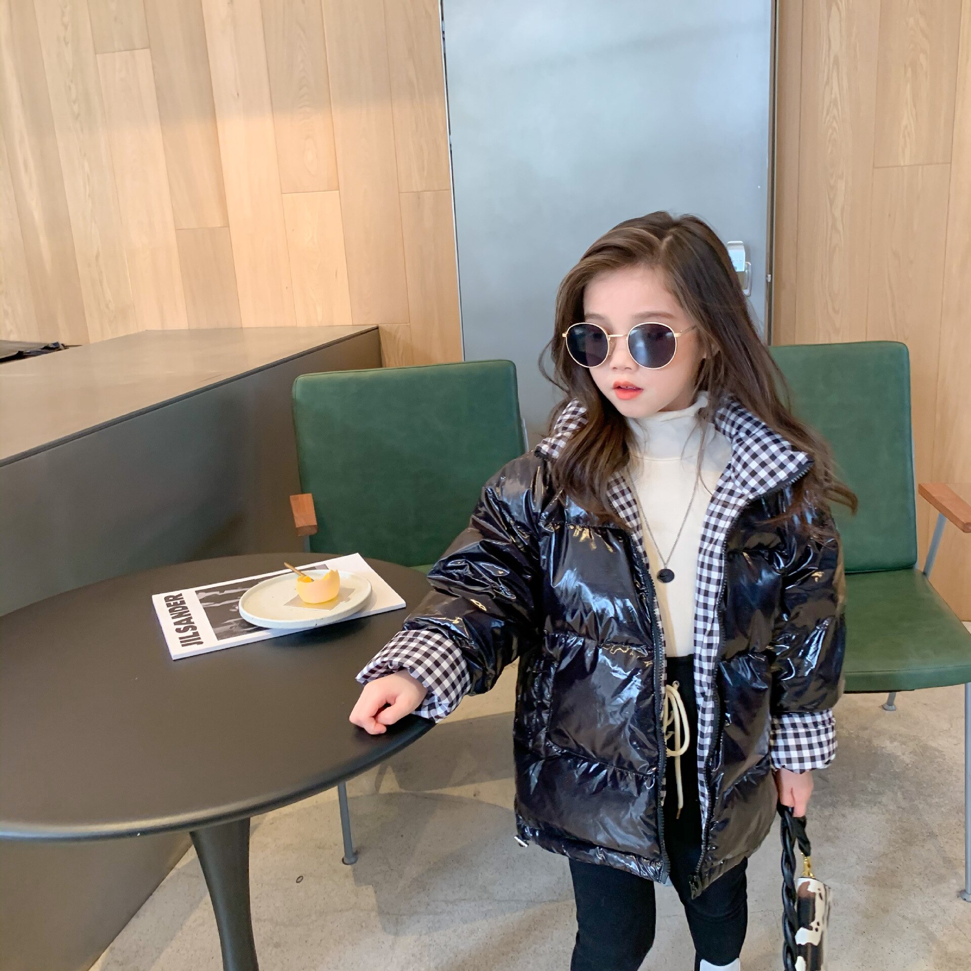 Piumini per bambini plaid giacche a doppia faccia nuovi abiti invernali per ragazze abiti da Pannello a maniche lunghe camicia con cerniera moda casuale