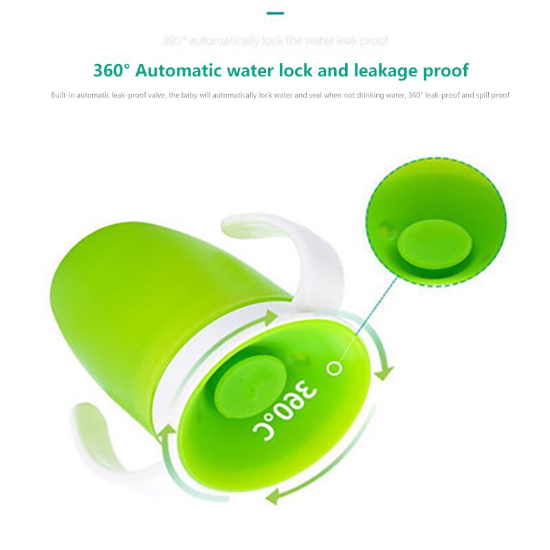 1pc 240 ml baby leer drinkbeker dubbele handgreep lekvrije fles 360 graden roterende magische bekers baby waterflessen