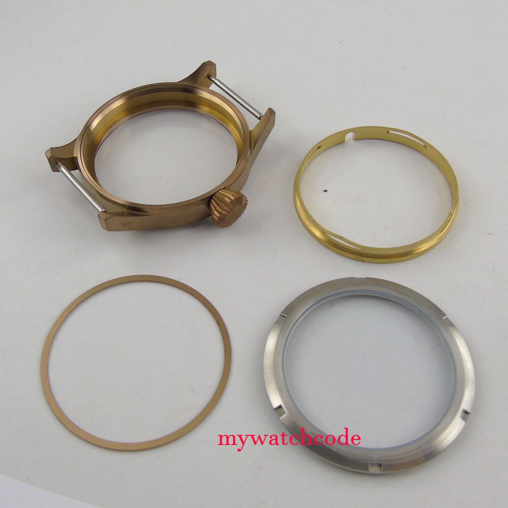 43mm Bronze- überzogene parnis Uhr fallen Saphir glas passen 6498 6497 essen bewegung
