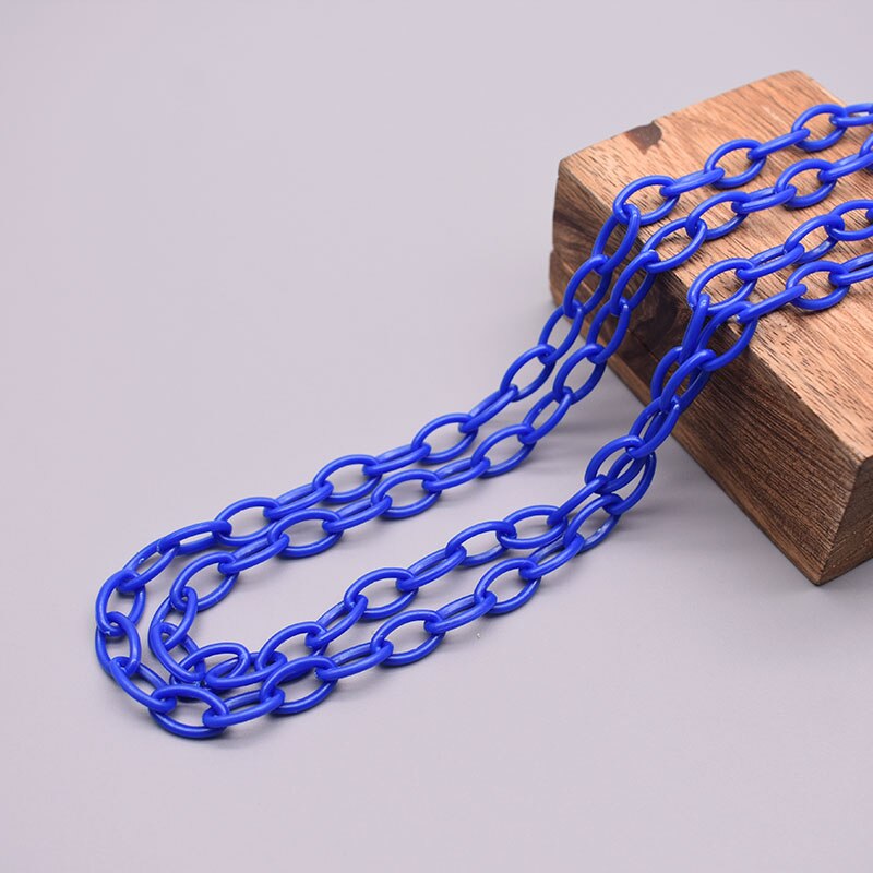 10/50 Uds. De cadena de eslabones acrílicos coloridos de 50cm de longitud, cadenas con cierre de langosta para cadena de ojos, accesorios de joyería, cadena de eslabones de plástico: 10 mm / Negro