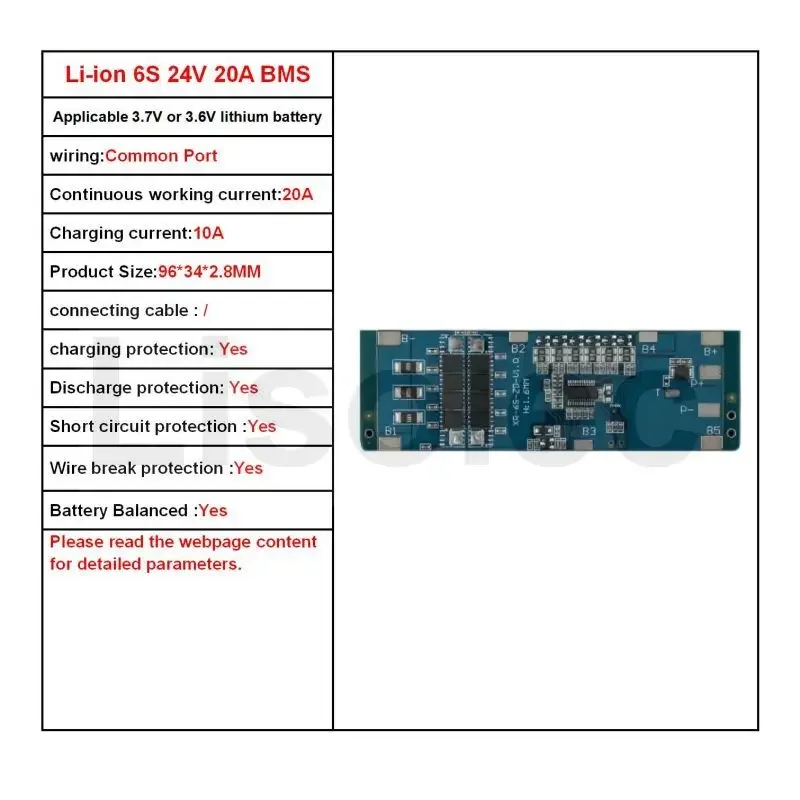 6S1P 6S2P 6S3P BMS 6S 24V 10A 20A 30A 40A Ladung Entladung Schutz Bord für 22,2V 25,2V 18650 21700 Li-Ion Batterie Pack: Himmel Blau