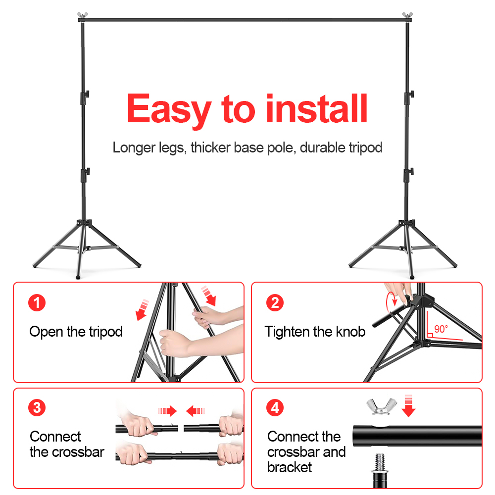 Photography Backdrop Stand Adjustable Photo Studio Video Background Support System 2MX3M 2.6MX3M Backdrops With Carry Bag Frame