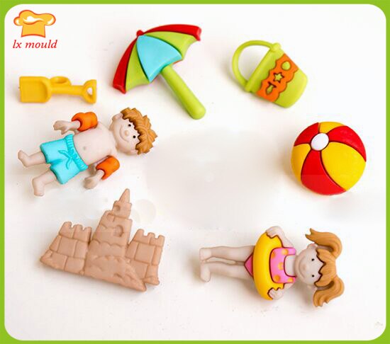 Beach & life slot ball paraply pige dreng topper cupcake silikone form