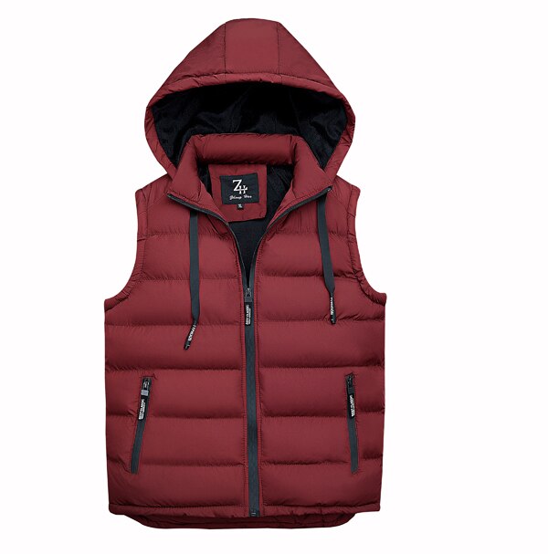 Herfst Mouwloze hoodie vest Mannen Mode Vest voor mannen Winter fleece Warm capuchon Plus Size M-XXXL 1860: Rood / XL