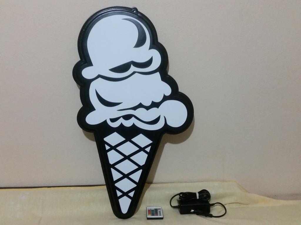 Led Sign Board ICE CREAM "OPERATED 16 COLOR" 67 X37cm