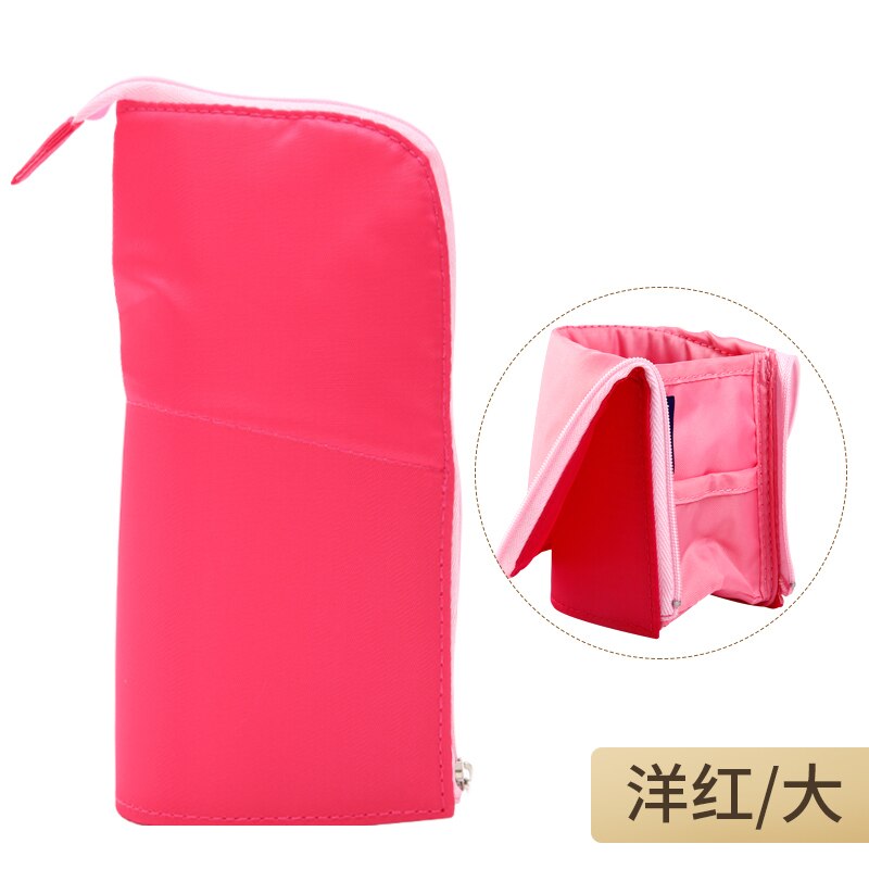 KOKUYO Multifunction High Capacity Deformable Pencil Case Simple Original Vertical Student Stationery Storage Pen Holder: L Magenta