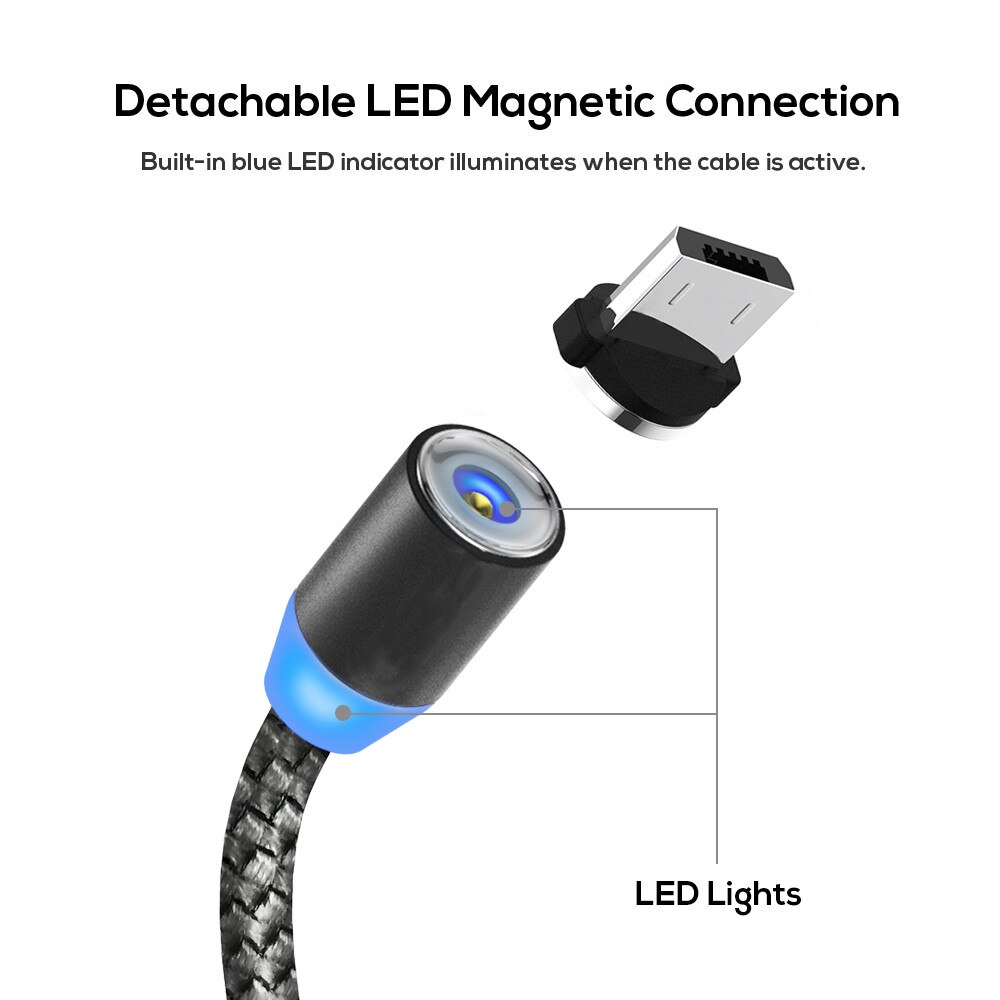 Micro usb magnetisk kabel type c magnet opladerledning til samsung  s7 j7 j6 j4 a3 a5 a7 huawei  p20 lite redmi 8 note 5 6 7 pro