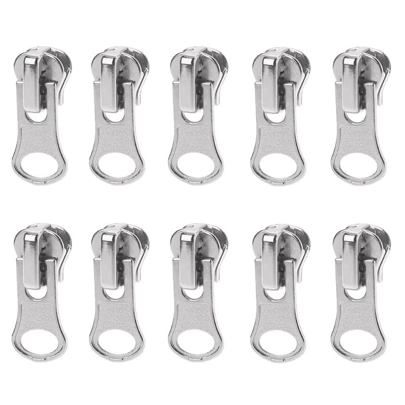 10Pcs/Set 10Pcs/Set 11mm Universal Metal Glitter Steel Color DIY Fix Zipper Puller Repair Kit Replacement Slider Sewing Tailor