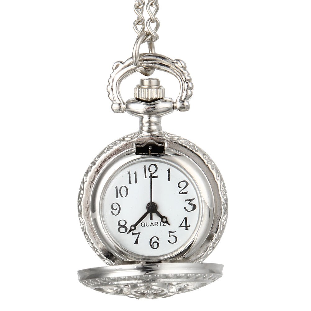 Zakhorloge vintage dames kwarts legering uitgehold bloemen ronde dame meisje trui ketting hanger klok horloge zakhorloge
